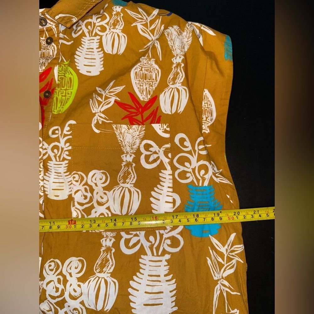 MAEVE Anthropologie Toni Tunic Shirt Dress Button Down Tropical Fire *No belt* S - Picture 8 of 9